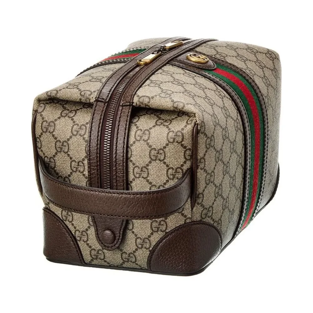 Gucci Savoy Gg Supreme Canvas & Leather Toiletry Case, Grey - Picture 3 of 4
